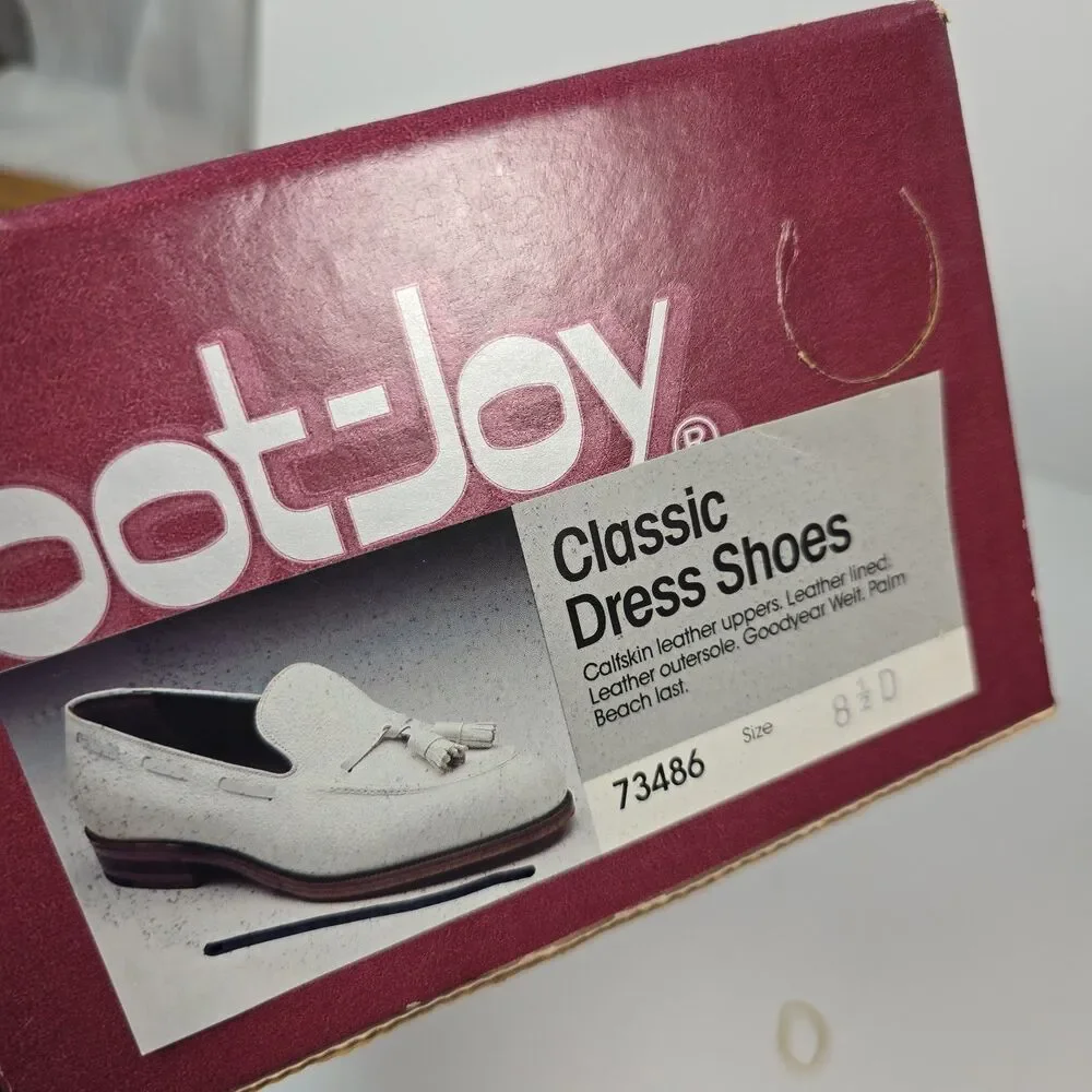 FootJoy Classics Dress Shoes 73486 White Tassel Loafers Men's 8.5 D USA 73486